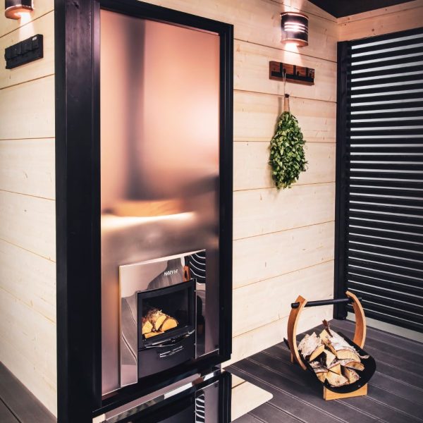 Glassvegg Harvia Duo 9x21 svart ramme – DL92105AAM
